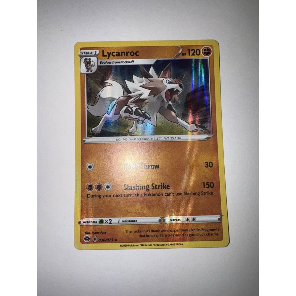 Lycanroc 030/073 HOLO BLEED ERROR rare Champion's Path Pokemon Lightly played LP
